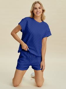 Texture T-Shirt and Shorts Set In Multiple Colors