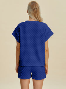 Texture T-Shirt and Shorts Set In Multiple Colors