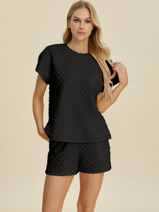 Texture T-Shirt and Shorts Set In Multiple Colors