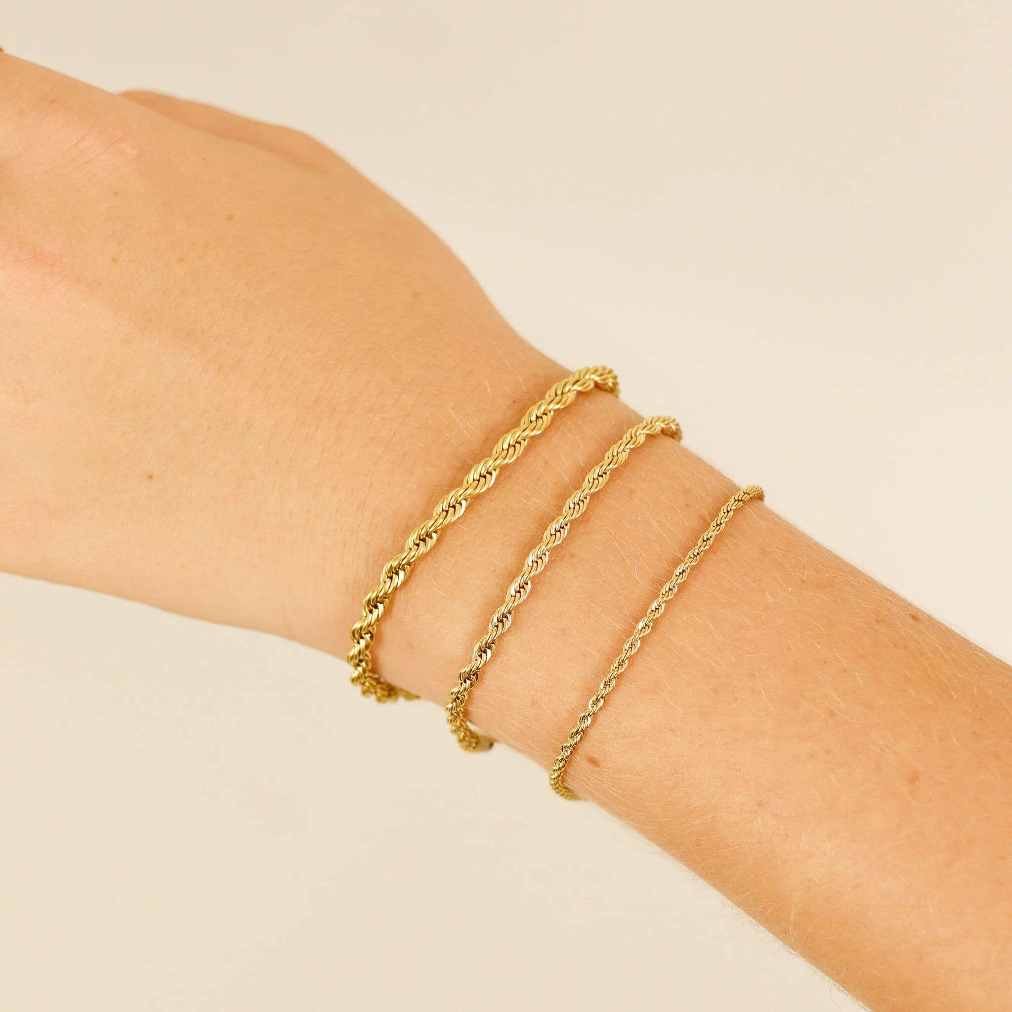 18k Gold Rope Chain Waterproof Bracelet / Anklet
