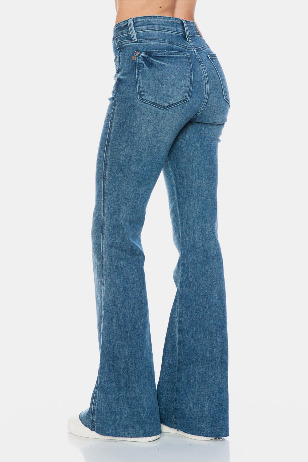 Warehouse|Judy Blue Tummy Control Cut Hem Flare Jeans