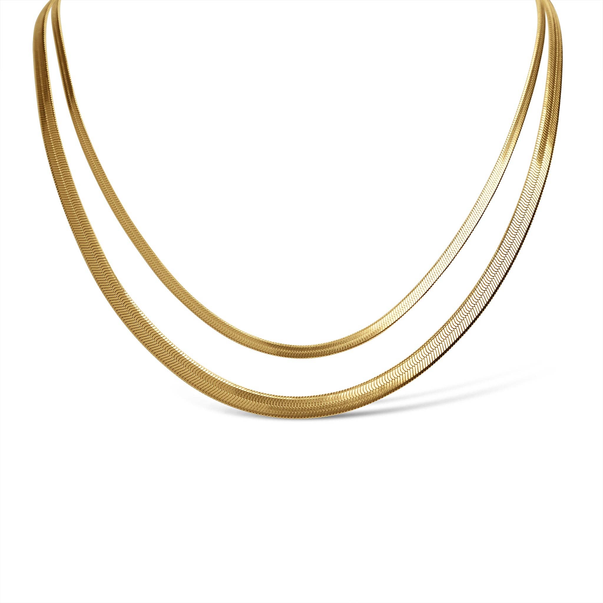 18k Gold Herringbone Chain Necklace