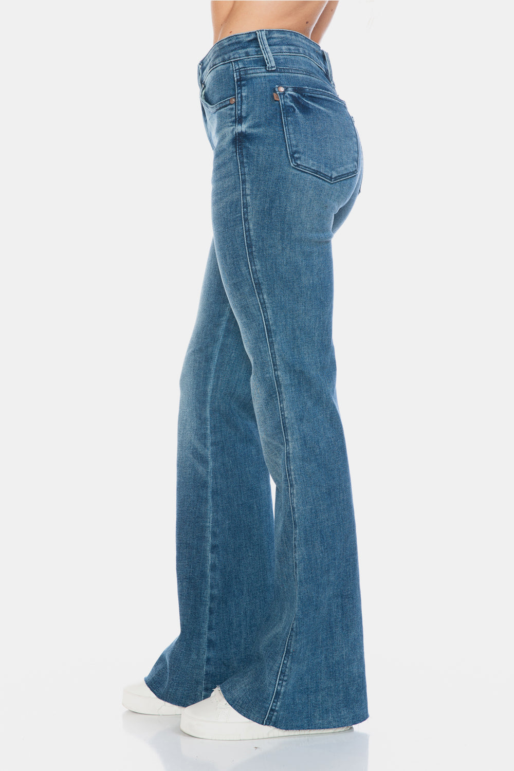 Warehouse|Judy Blue Tummy Control Cut Hem Flare Jeans