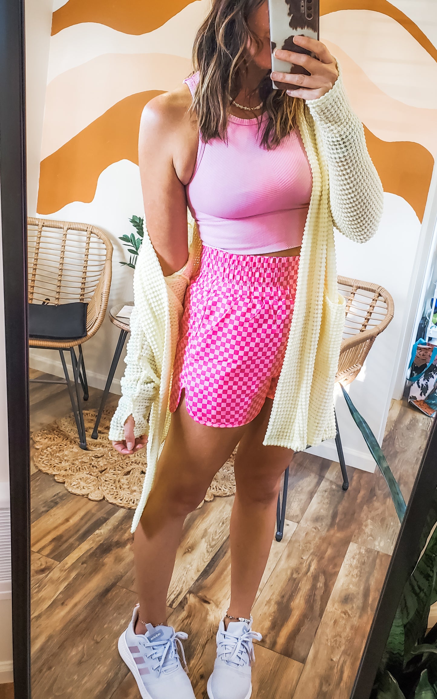 Studio|Cheyenne Checkered Shorts In Pink