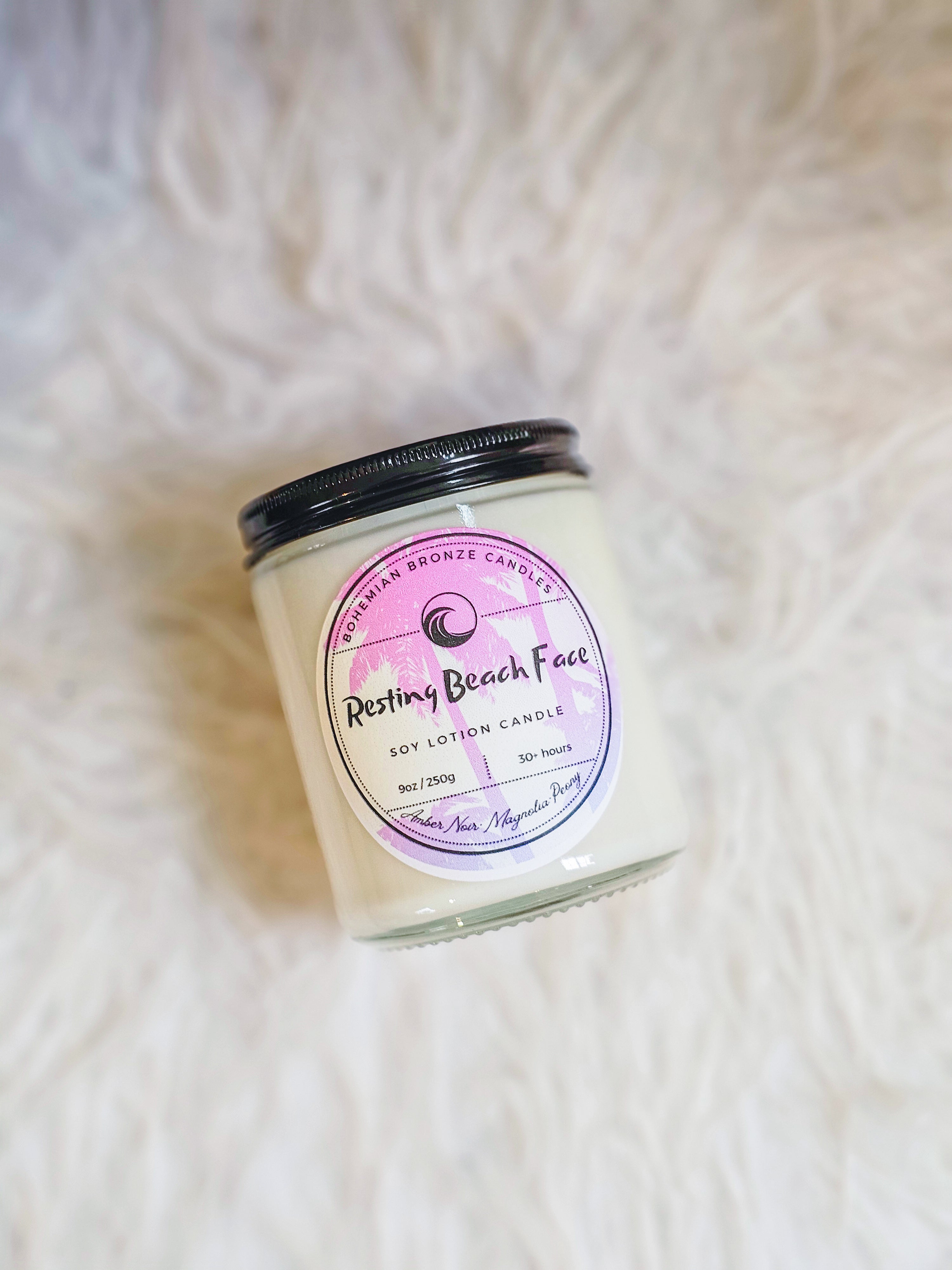 Bohemian Bronze Co. Resting Beach Face Soy Lotion Candle 9oz