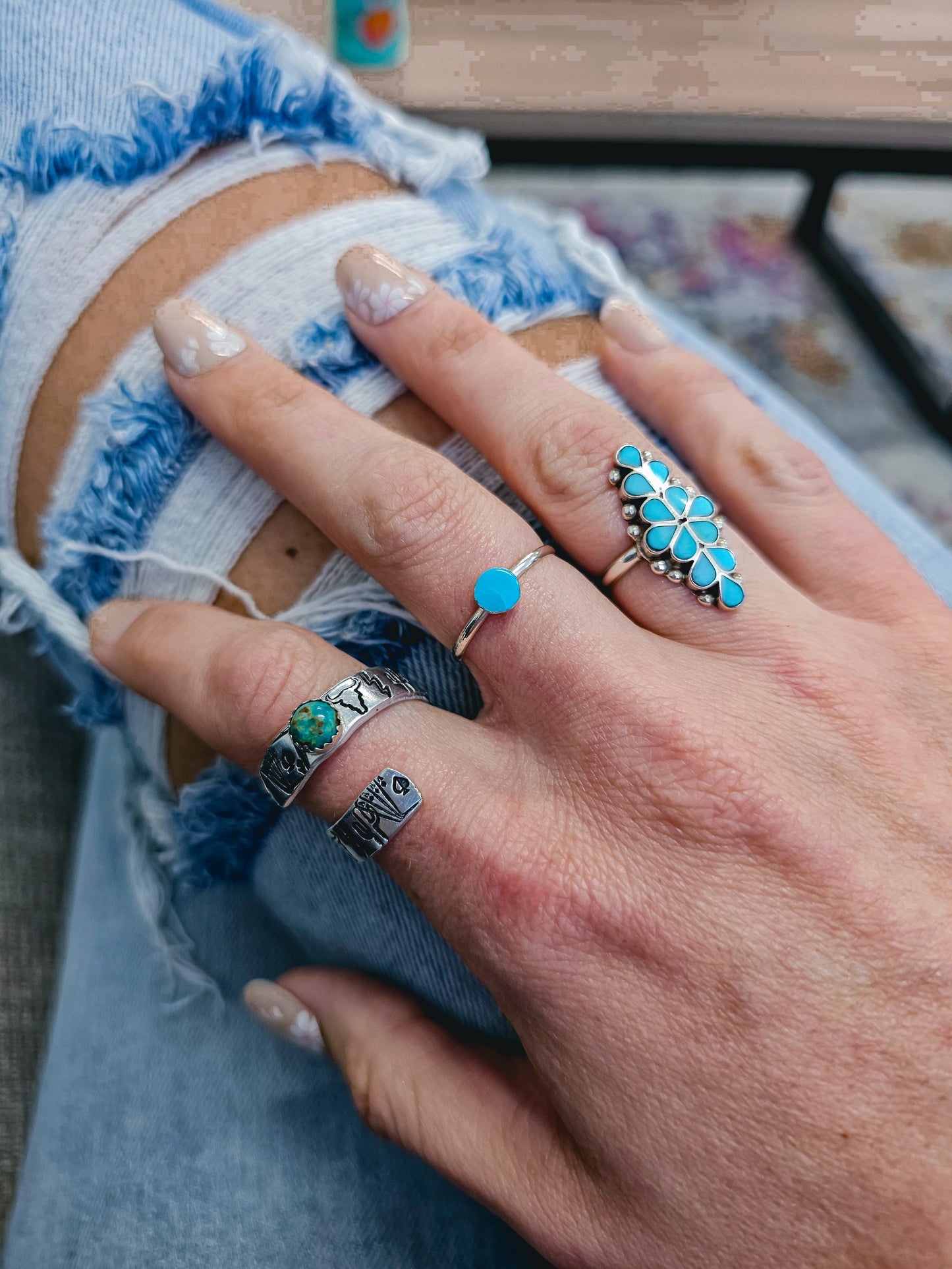 Studio|Authentic Sterling Silver Stacking Turquoise Ring