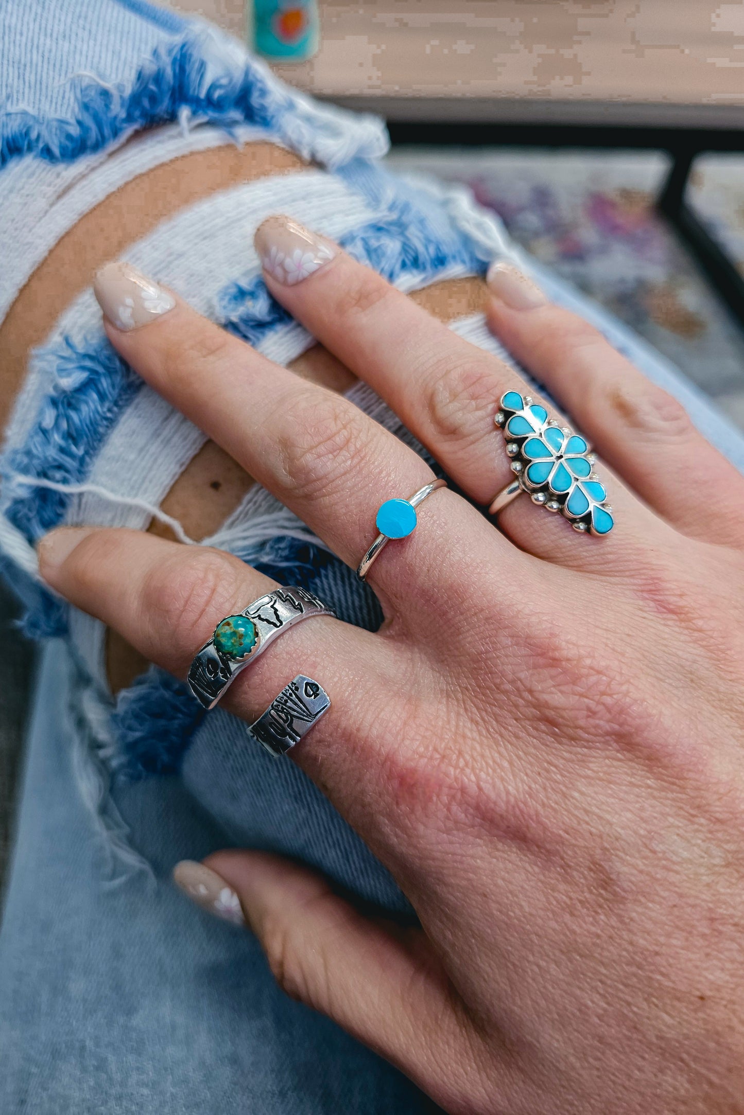 Studio|Authentic Sterling Silver Stacking Turquoise Ring