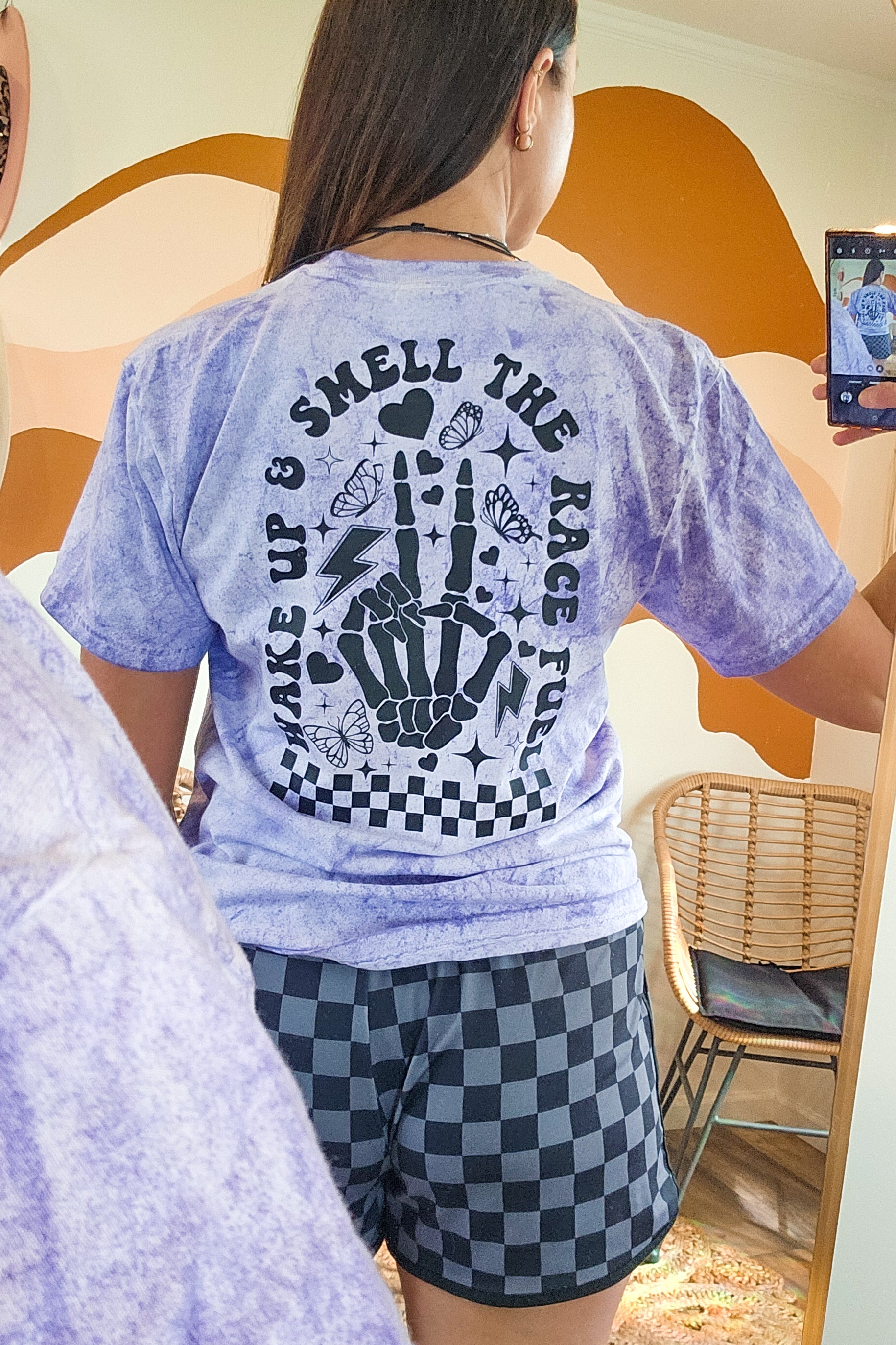 Wake Up And Smell The Race Fuel Graphic Tee 🏁💜