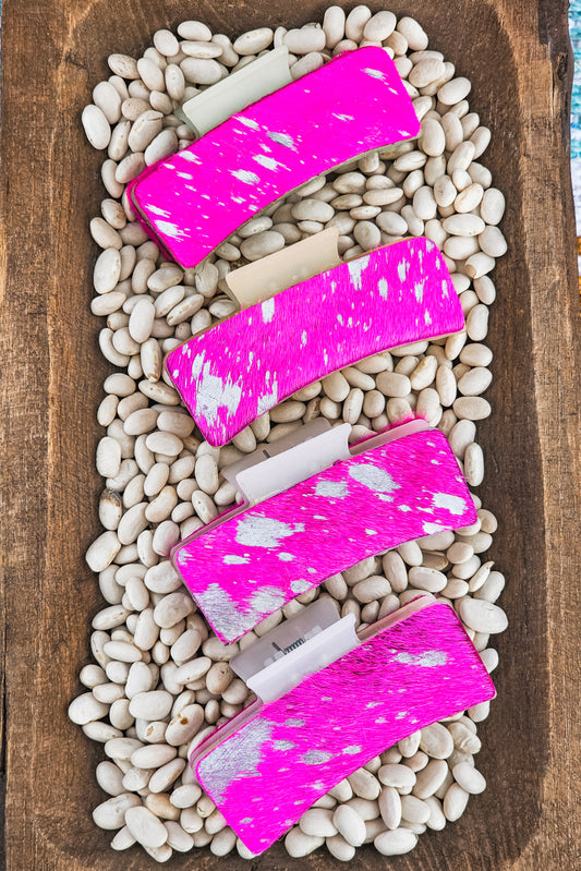 Studio|Electric Pink Acid Washed Cowhide Claw Clip