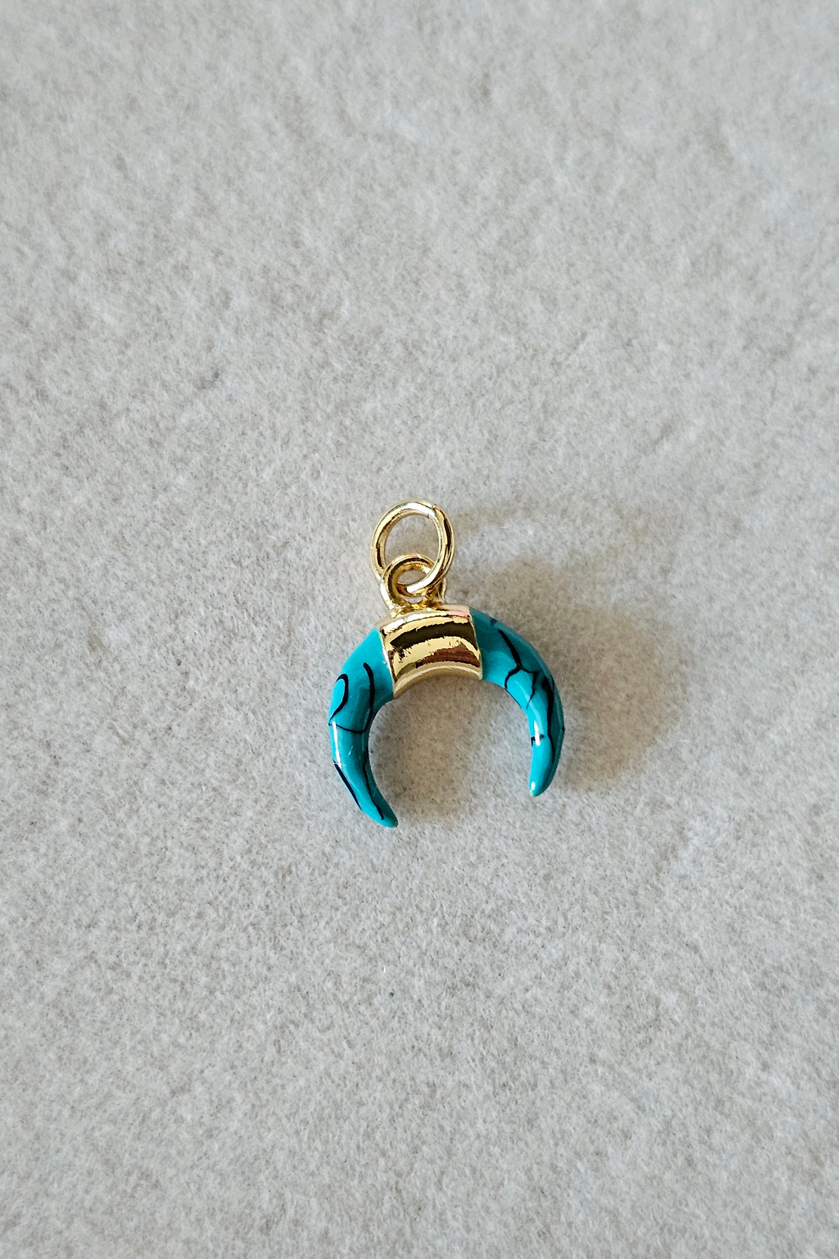 Dainty Blue OX Horn Pendant, Horn Charm