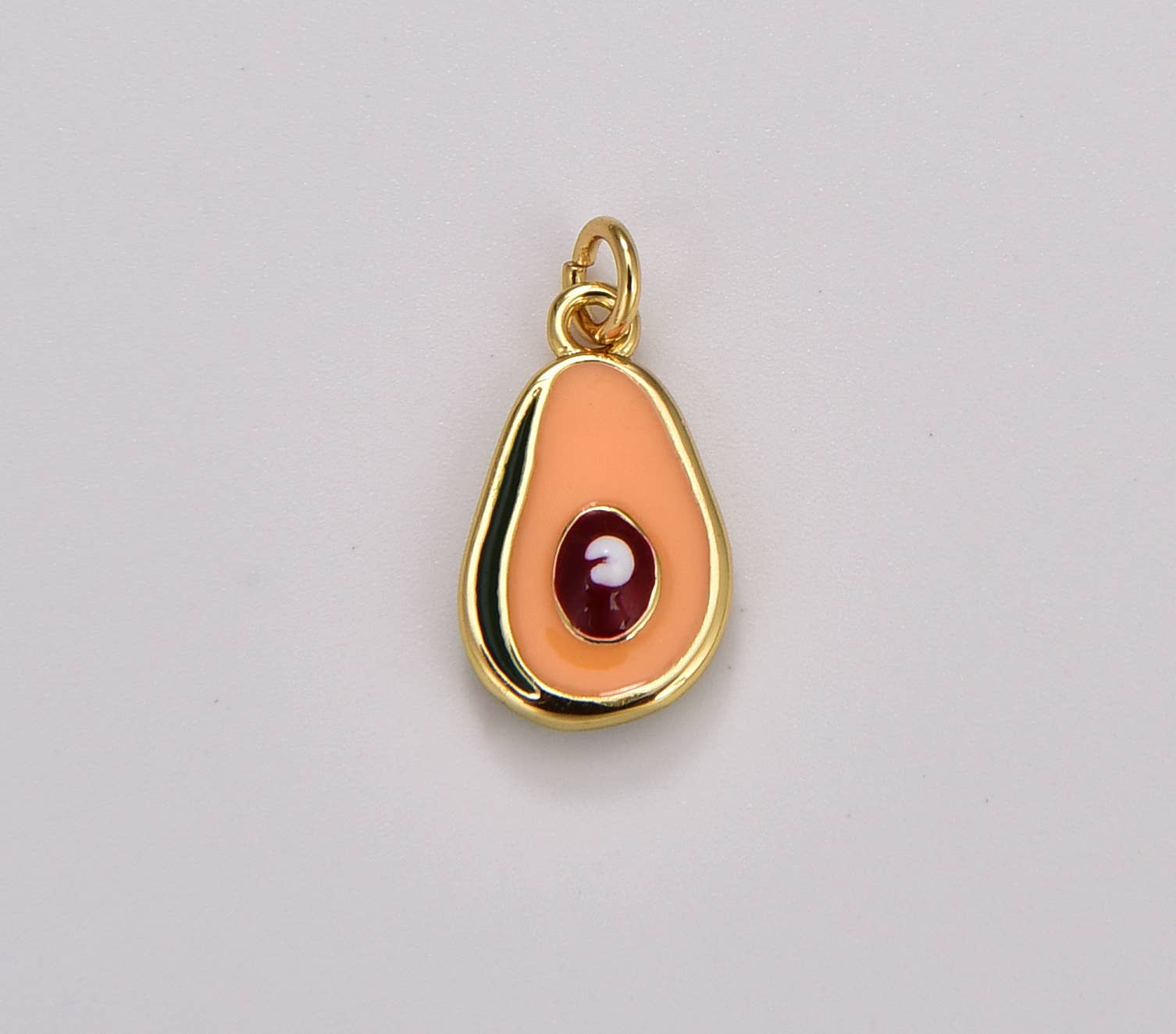 Dainty Enamel Avocado Fruit Charm in Gold Filled