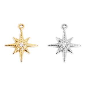 18K Gold Stainless Steel Compass Star Charm