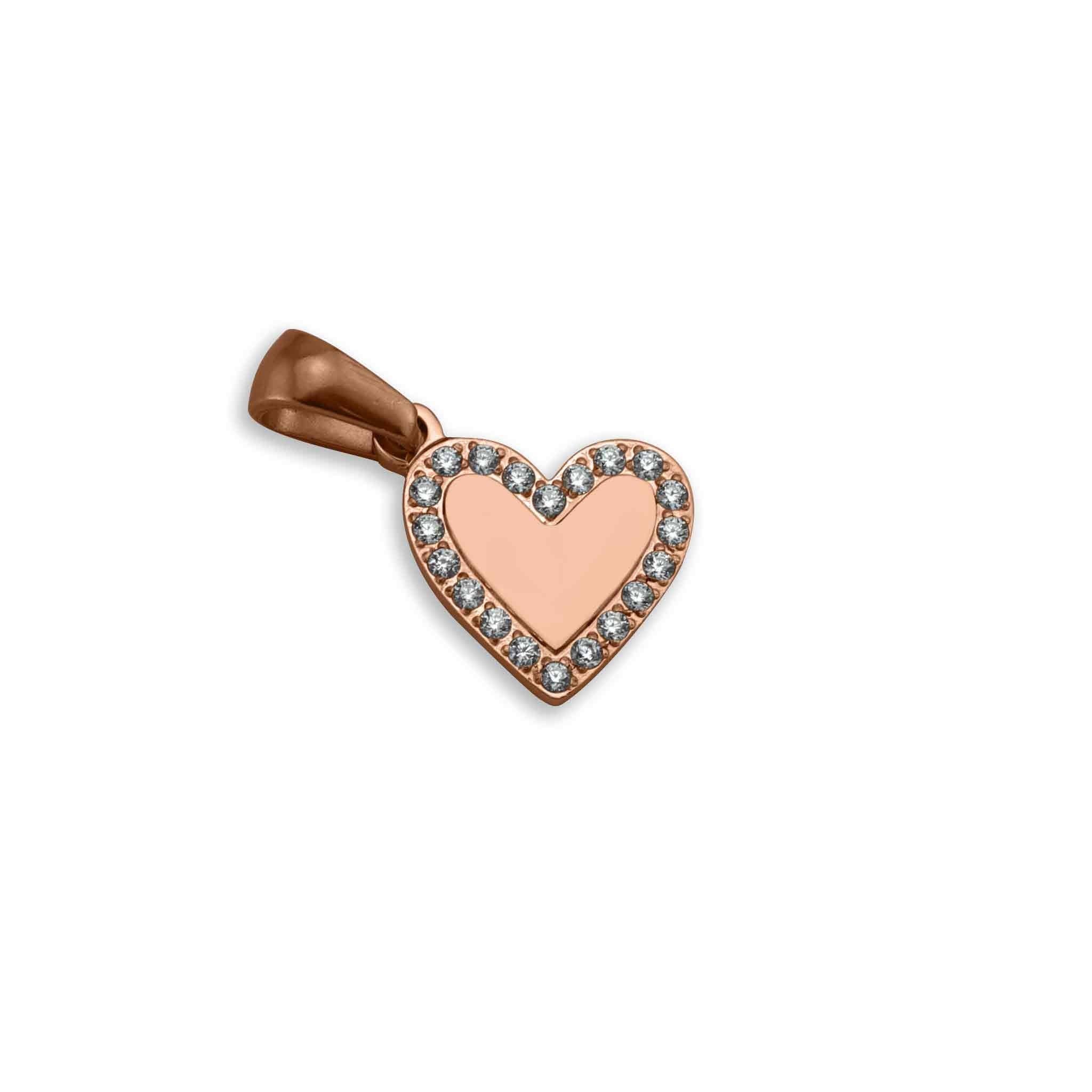 18K PVD Coated Heart Charm Pendant with CZ Stones