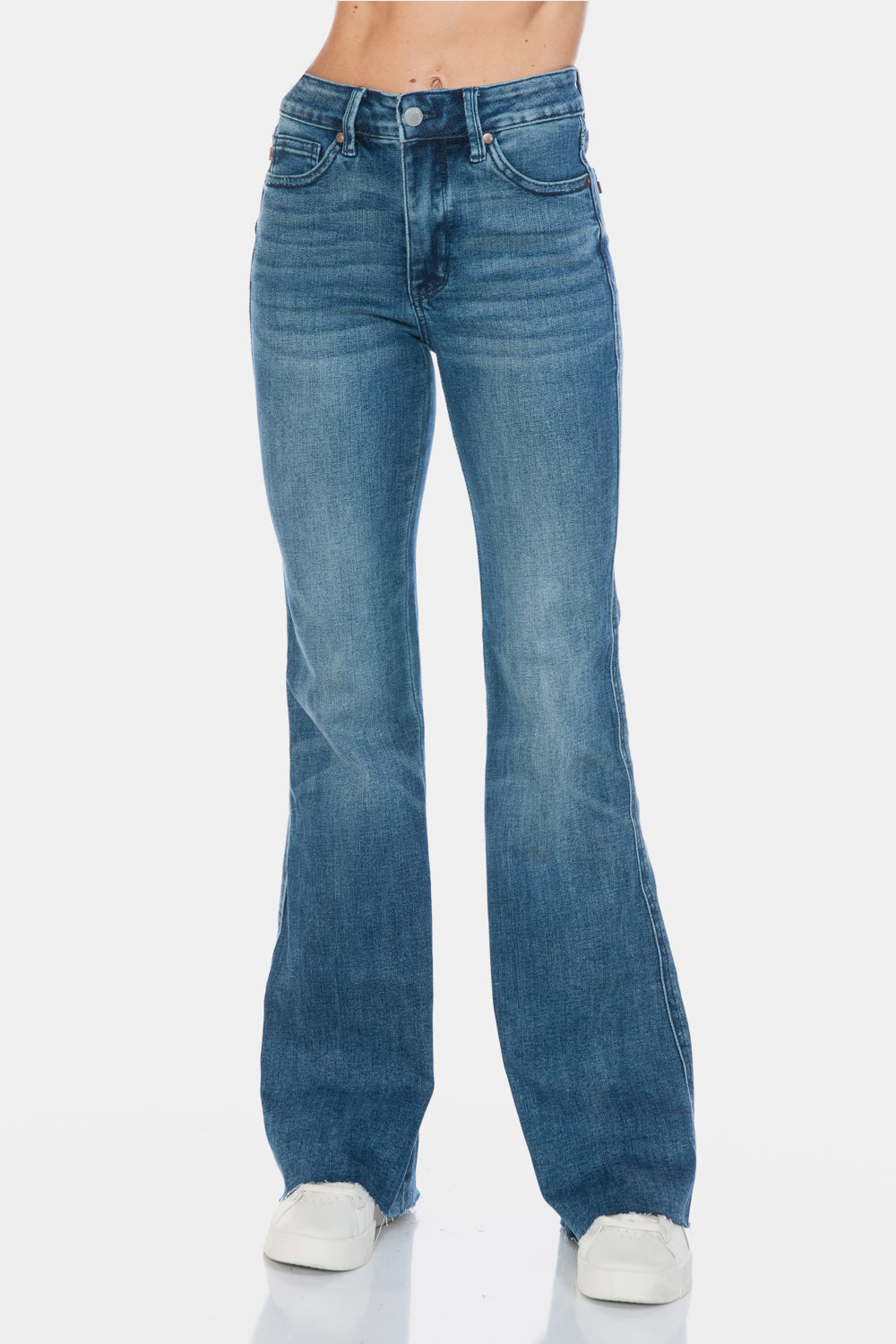 Warehouse|Judy Blue Tummy Control Cut Hem Flare Jeans