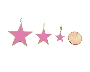 Pink Enamel Star Charm Pendant in Gold Filled