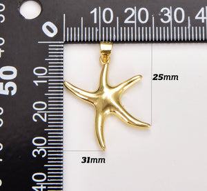 Large Gold Filled Starfish Charm, Beach Pendant