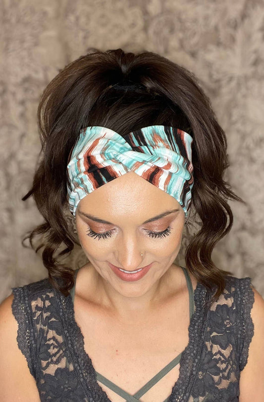 Studio|Boho Twisted Wide headband In Stripes