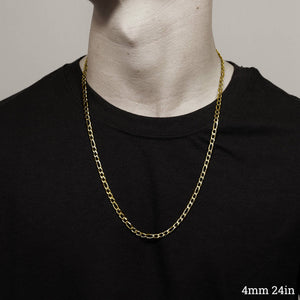 Water Proof 18K Gold Figaro Chain Necklace