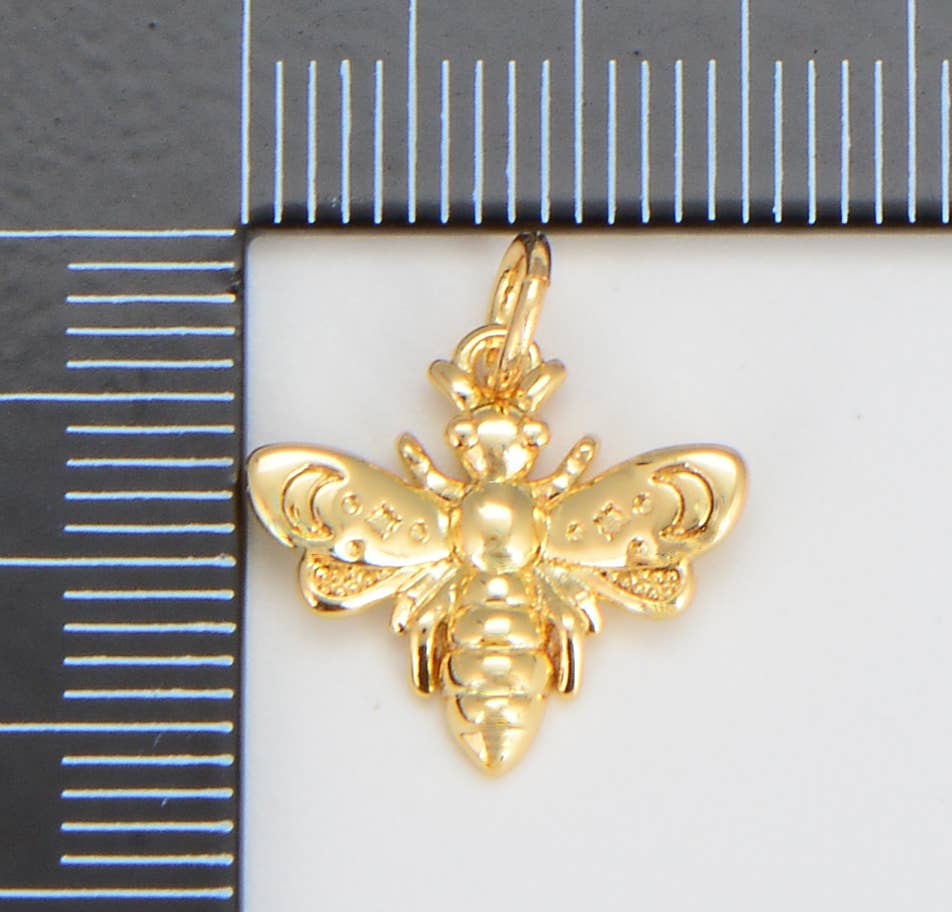 Dainty Gold Filled Queen Bee Charm, Insect Bug Pendant