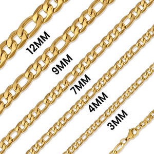 Water Proof 18K Gold Figaro Chain Necklace