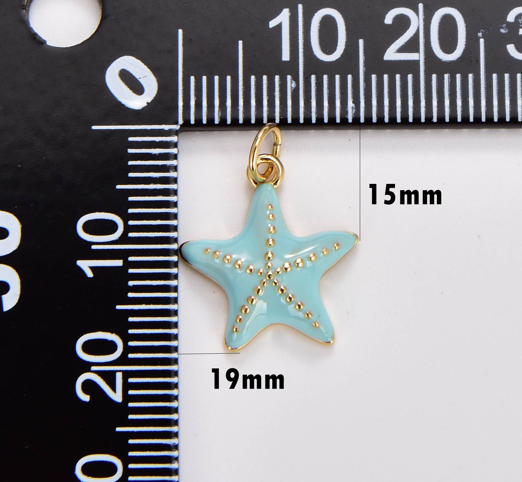 Blue Enamel Starfish Charm in Gold Filled