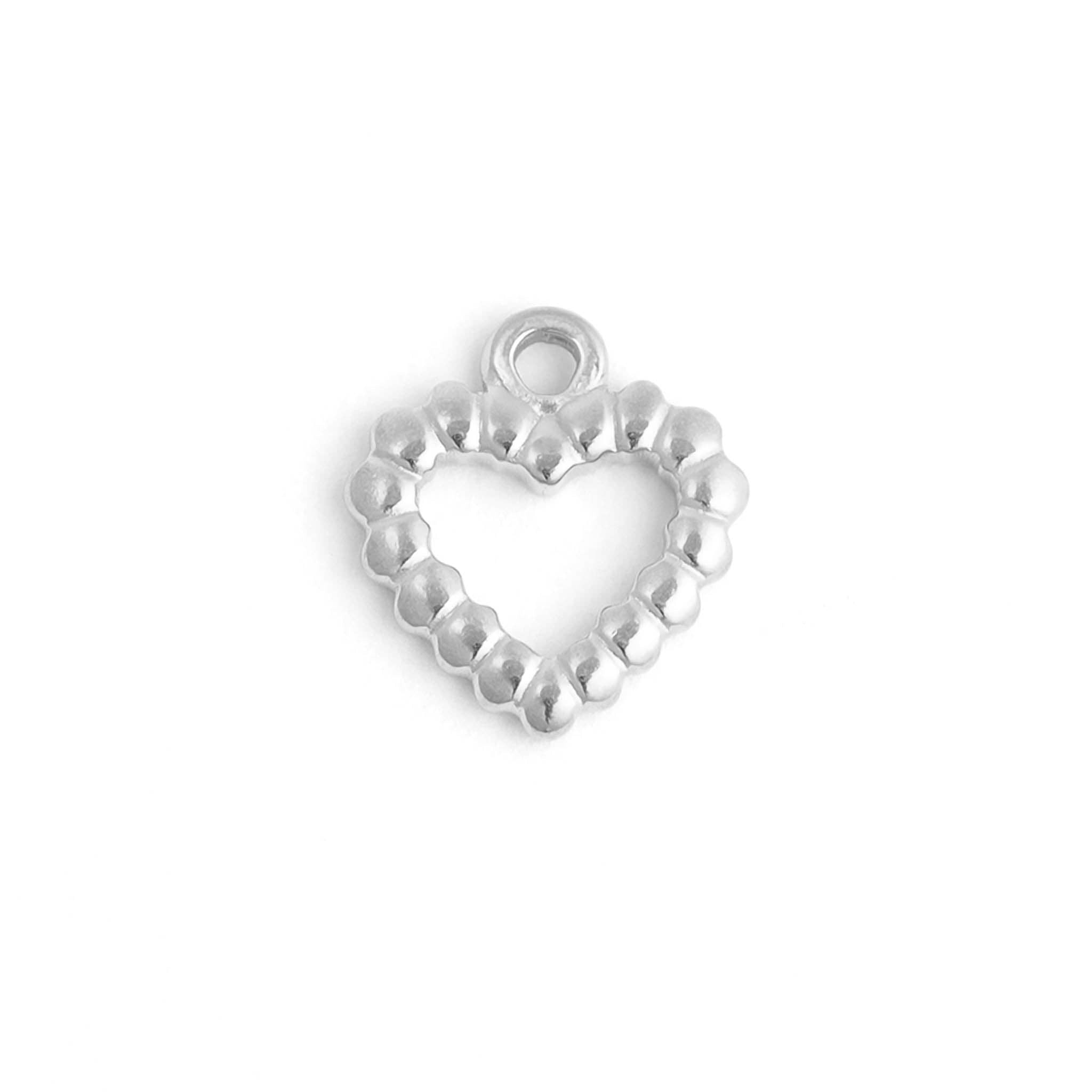 18K Gold PVD Stainless Steel Textured Heart Charm