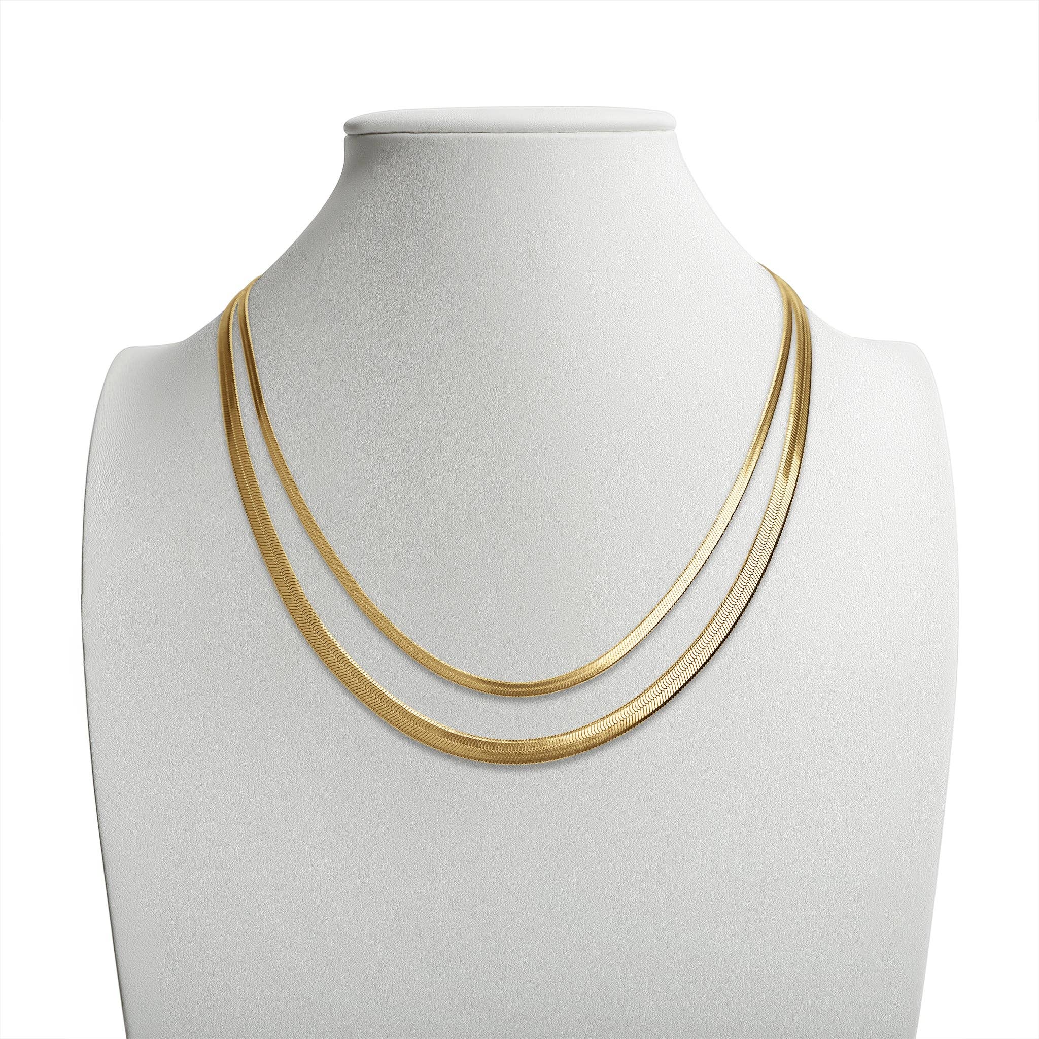 18k Gold Herringbone Chain Necklace