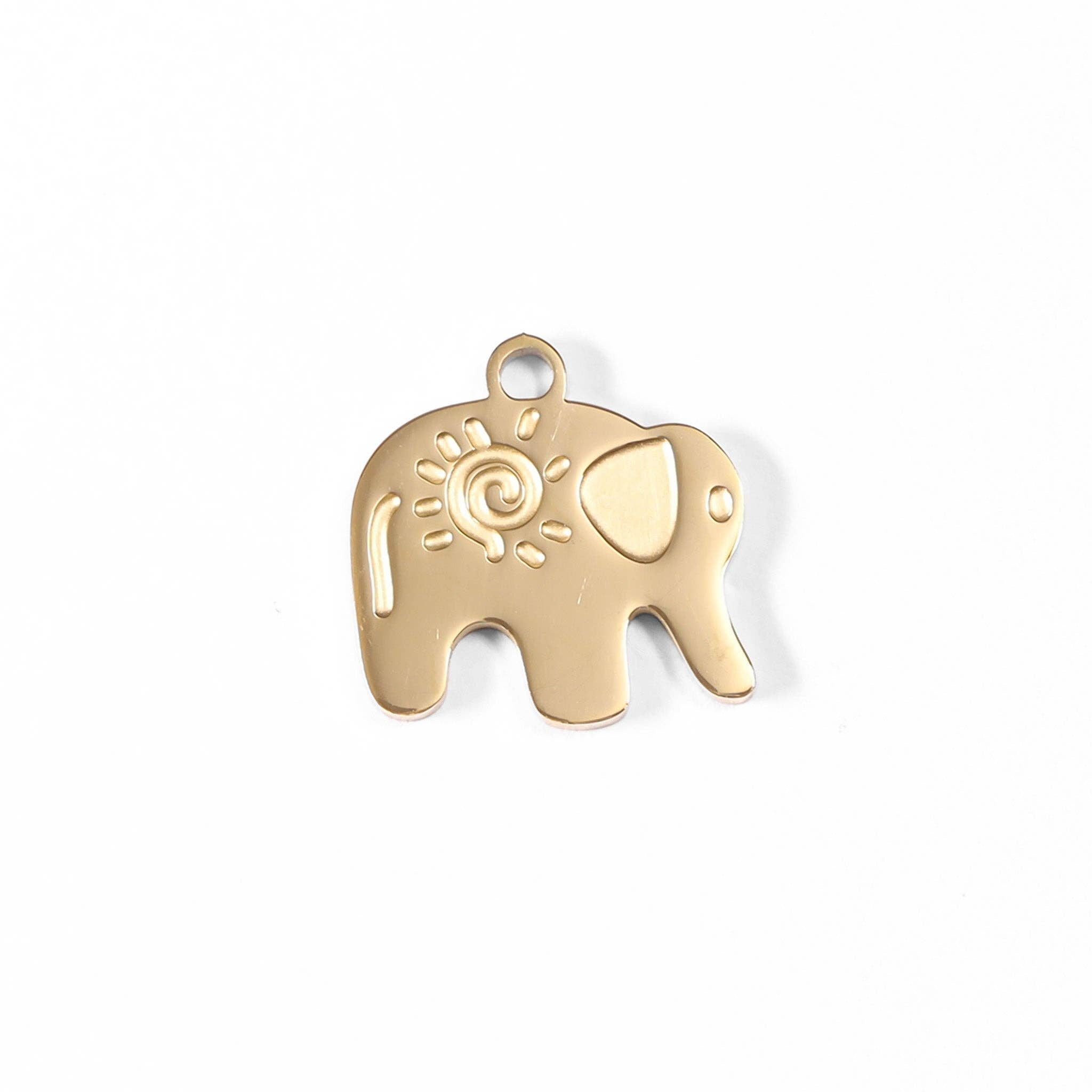18K Gold PVD Stainless Steel Elephant Charm