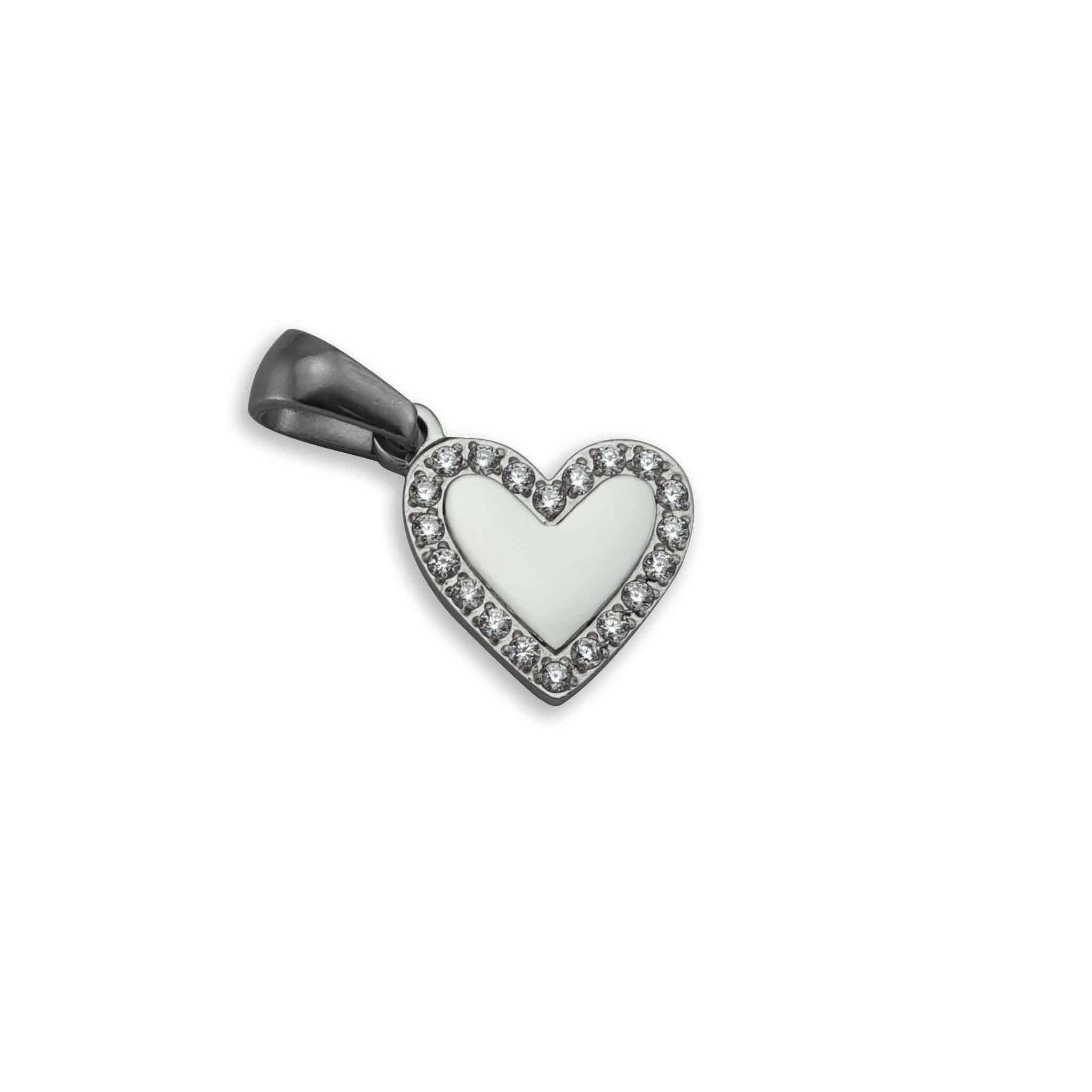 18K PVD Coated Heart Charm Pendant with CZ Stones