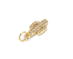 Dainty Cactus Micro Pave CZ Charm Pendant