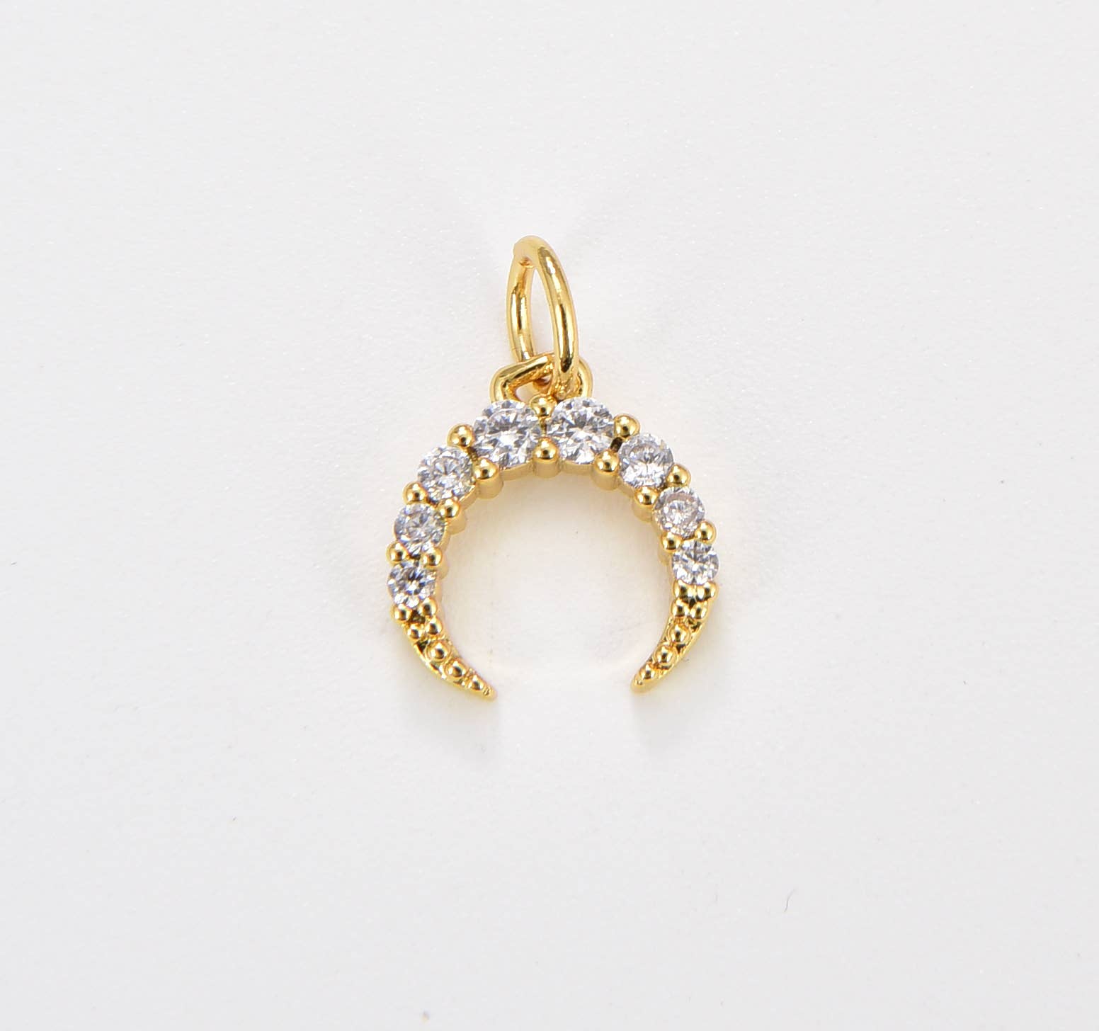 Gold Filled Crescent Moon Charm CZ Micro Pave