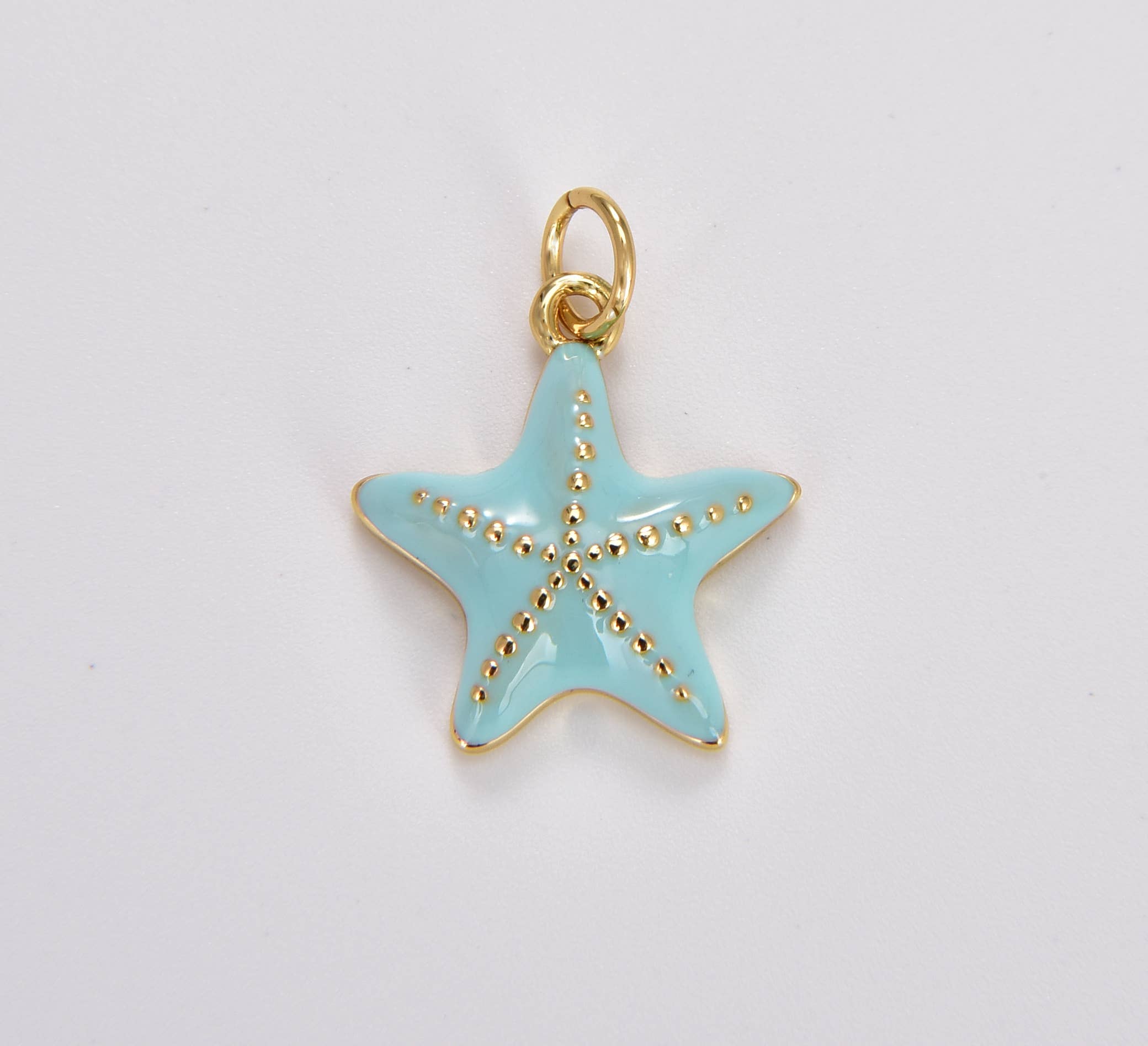 Blue Enamel Starfish Charm in Gold Filled