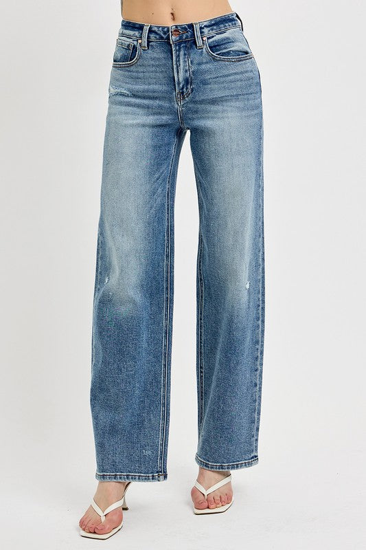 Warehouse| RISEN Distressed Wide Leg Jeans Plus Size