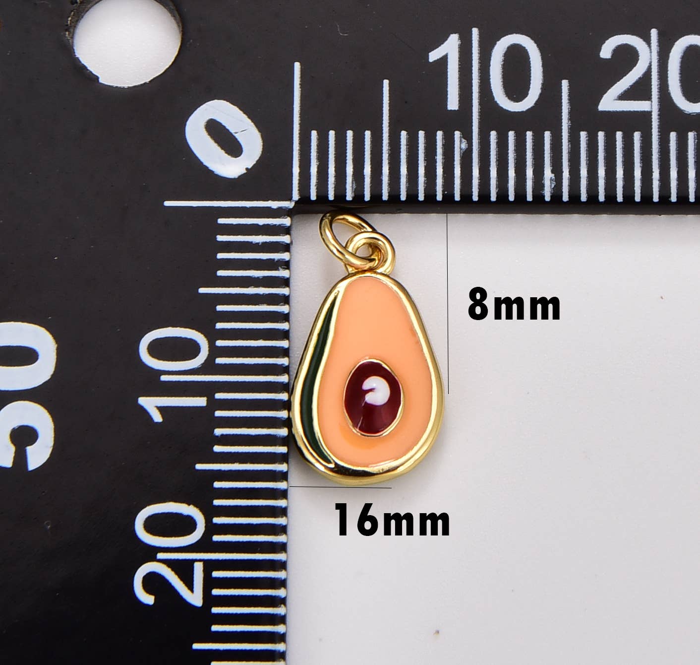 Dainty Enamel Avocado Fruit Charm in Gold Filled