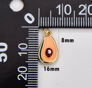 Dainty Enamel Avocado Fruit Charm in Gold Filled