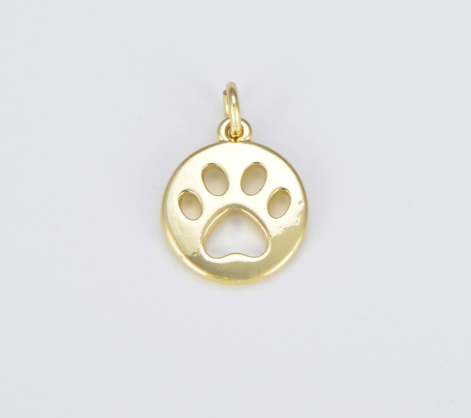 18K Gold Filled Paw Print Charm, Dog Pet Lover Charm