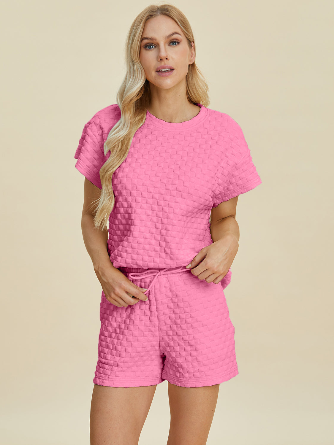 Texture T-Shirt and Shorts Set In Multiple Colors