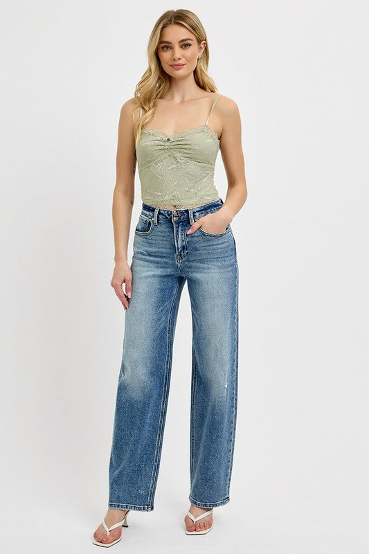 Warehouse| RISEN Distressed Wide Leg Jeans Plus Size