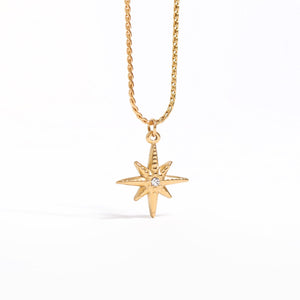 18K Gold Stainless Steel Compass Star Charm