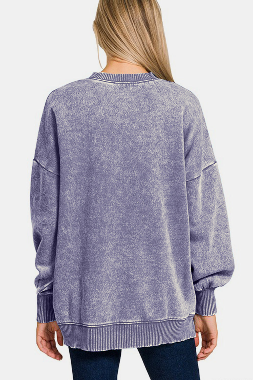 Warehouse| Classic High-Low Acid Wash Fleece Sweatshirt