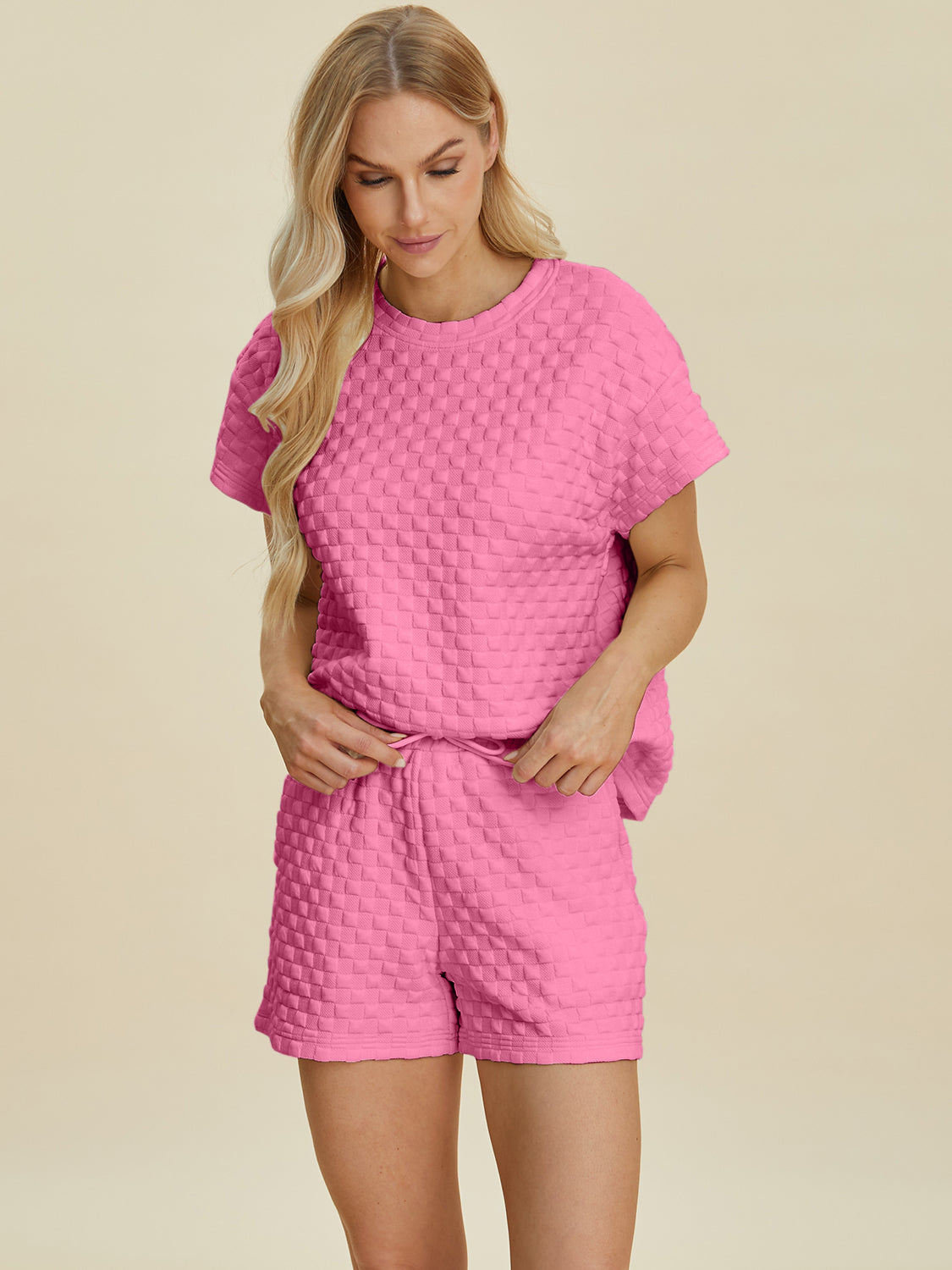 Texture T-Shirt and Shorts Set In Multiple Colors