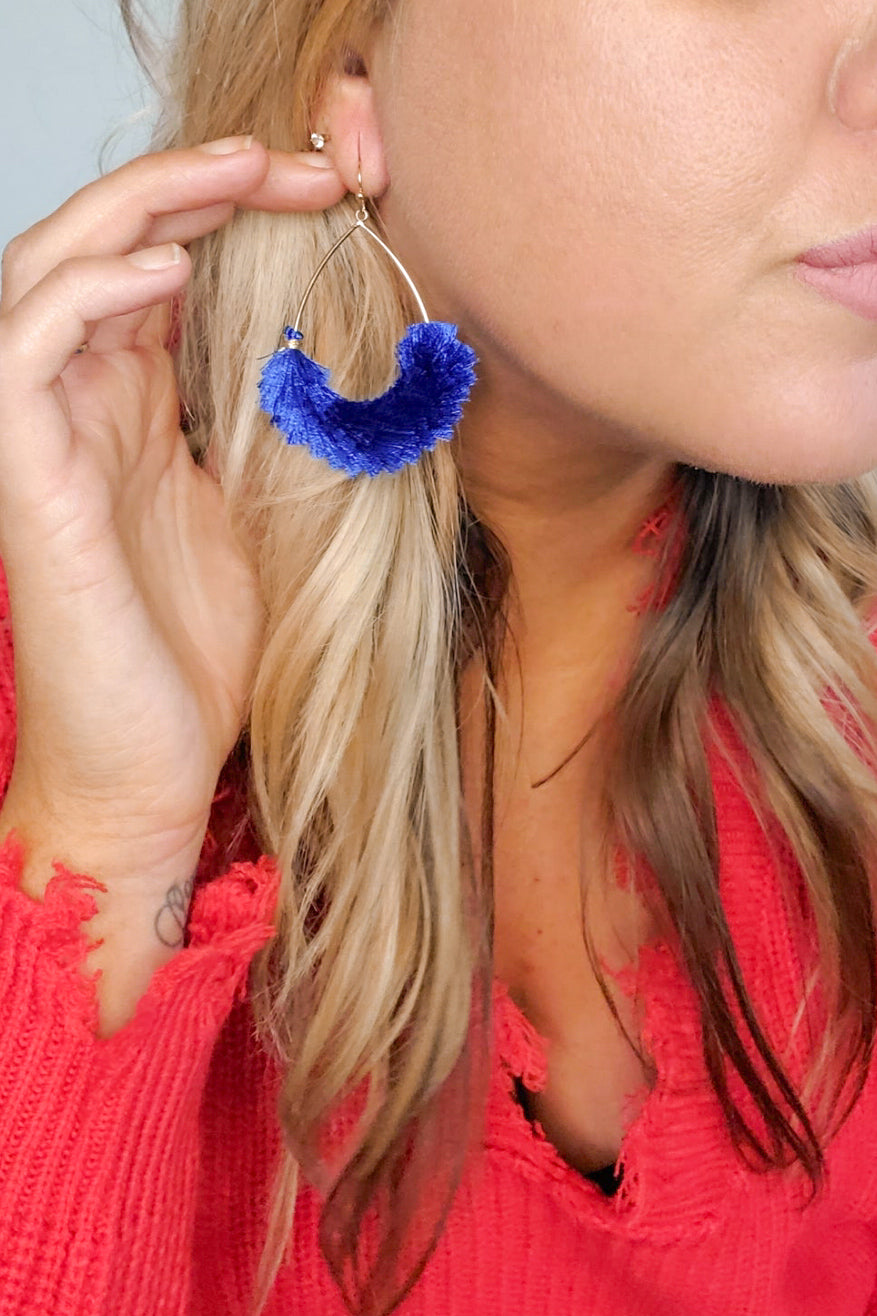 Farrah Tassle Earrings - Blue