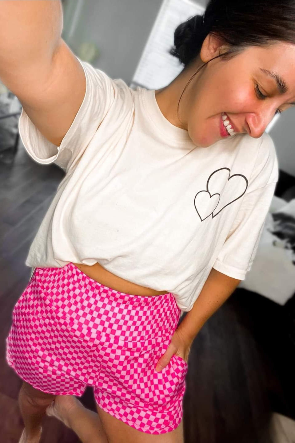 Studio|Cheyenne Checkered Shorts In Pink