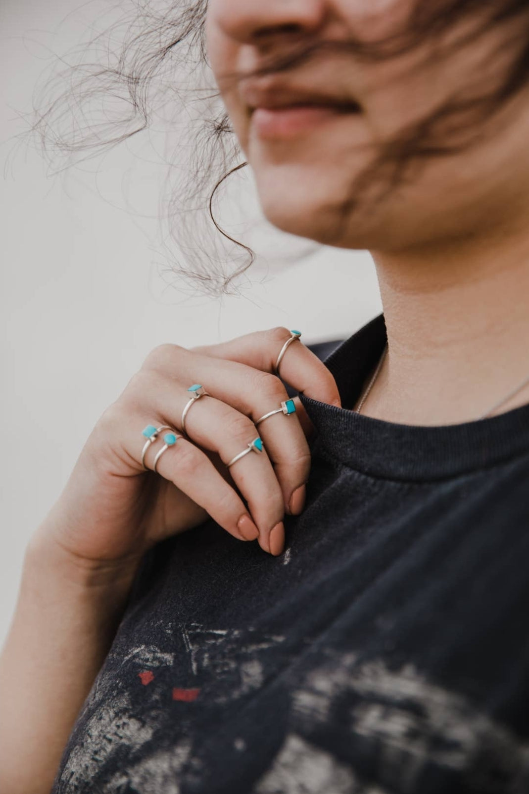 Studio|Authentic Sterling Silver Stacking Turquoise Ring