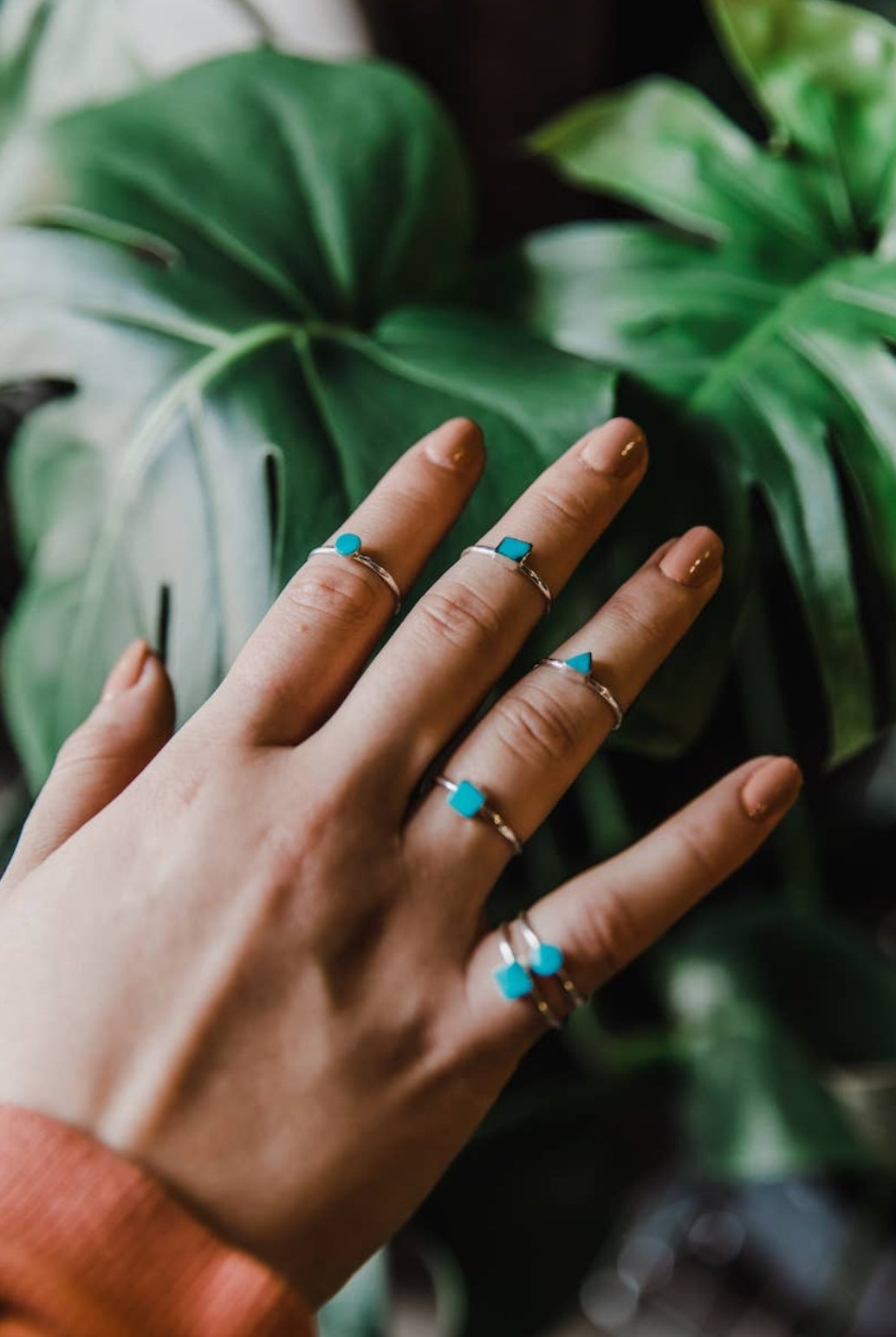 Studio|Authentic Sterling Silver Stacking Turquoise Ring