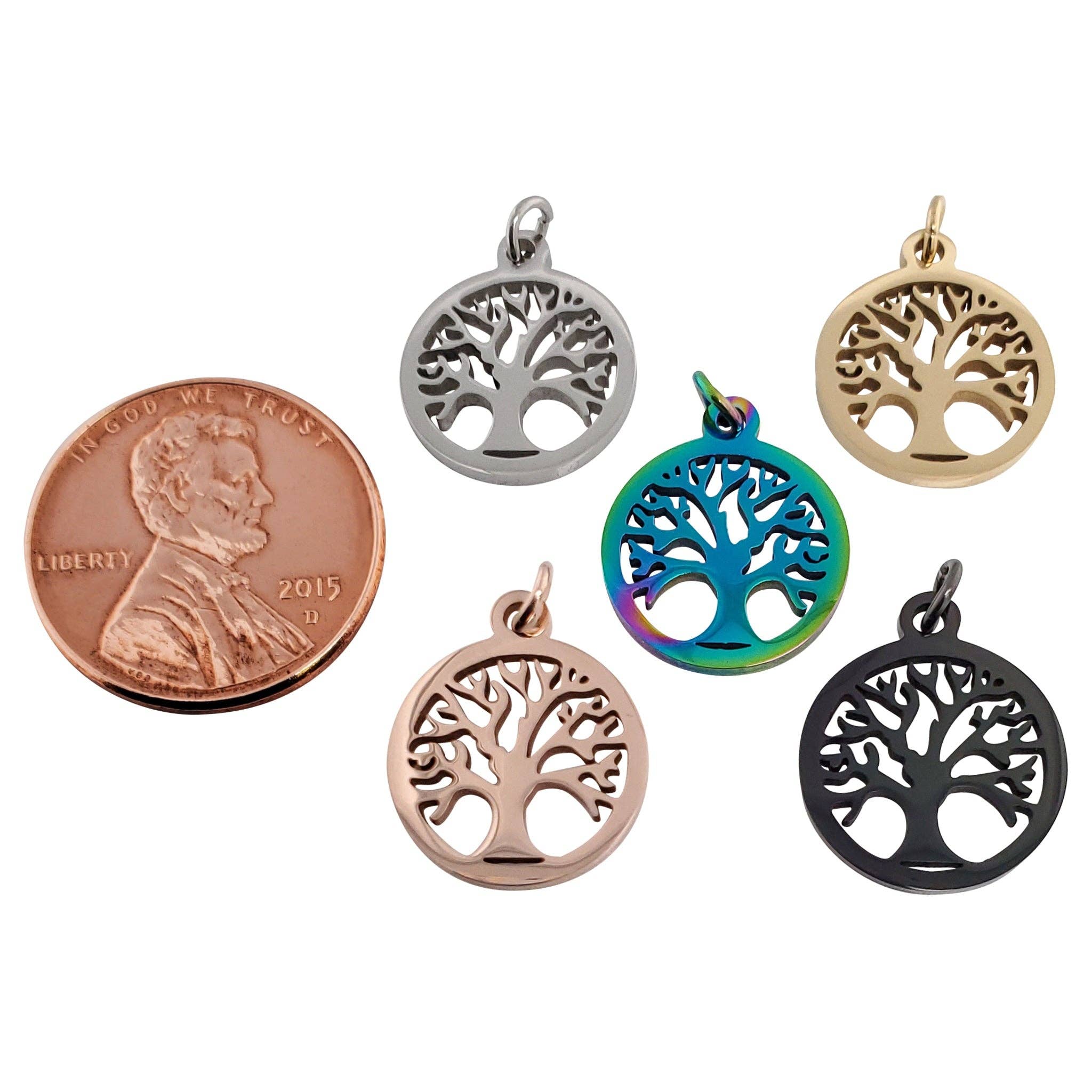 18K PVD Coated Stainless Steel Tree of Life Charm