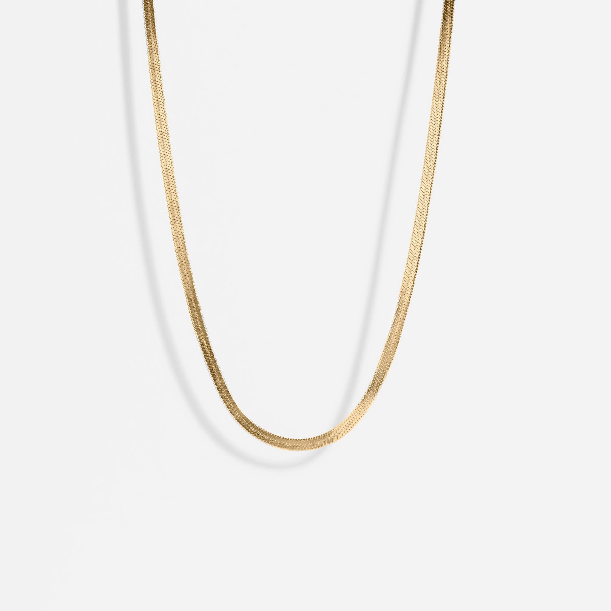 18k Gold Herringbone Chain Necklace