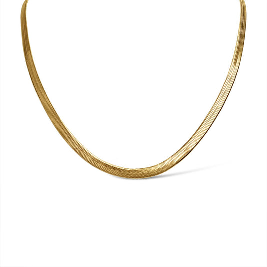 18k Gold Herringbone Chain Necklace