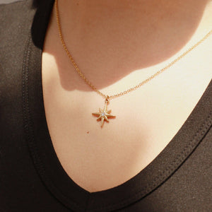 18K Gold Stainless Steel Compass Star Charm