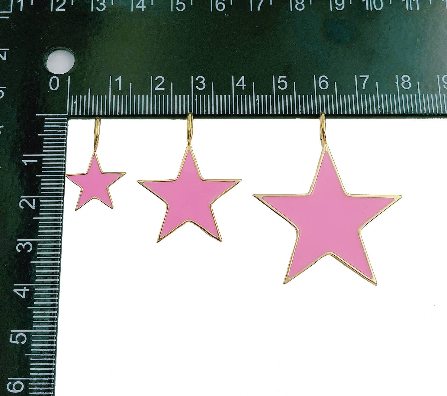 Pink Enamel Star Charm Pendant in Gold Filled